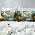 thumbnail image 3 of Erosebridal Pike Fish Print Fitted Sheet Full, Nature River Tree Mountain Bedding Set Full Size, Countryside Decorative 3 Pieces (No Top Sheet), 3 of 6