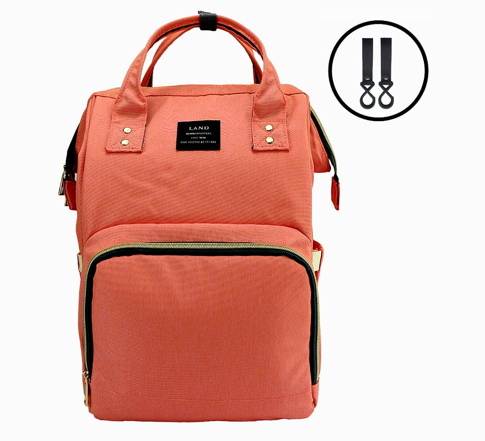 Orange Diaper Bag Multi-Functional Stylish & Durable Waterproof Backpack 