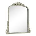 thumbnail image 2 of TEHOME Traditional Antiqued Silver Ornate Frame Arch Mantel Vanity Rectangle Wall Mounted Mirror 30x34", 2 of 5