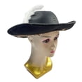 thumbnail image 4 of Yvsxxv White Feather Black Tricorn Pirate Hat Vintage Party Headwear 1Pc, 4 of 7