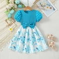 thumbnail image 2 of TAIAOJING Girls Dresses Floral Print Puff Sleeve Casual Party Dress For Toddler Kids Summer Fall Loose Comfortable Elastic Waist Daily Outfits Sets Holiday 5-6Y, 2 of 6