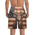 thumbnail image 3 of KLL Deer American Flag Wall Men's Casual Summer Beach Shorts Hawaiian Shorts with Pockets-Large, 3 of 5