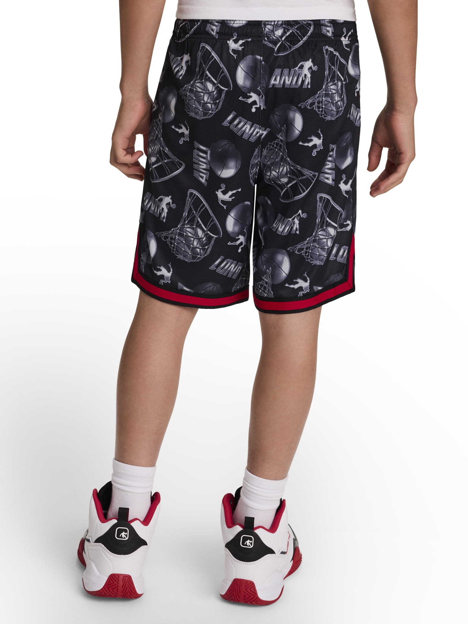 AND1 Boy's Athletic Platinum Short, 7" Inseam, Sizes 4-18