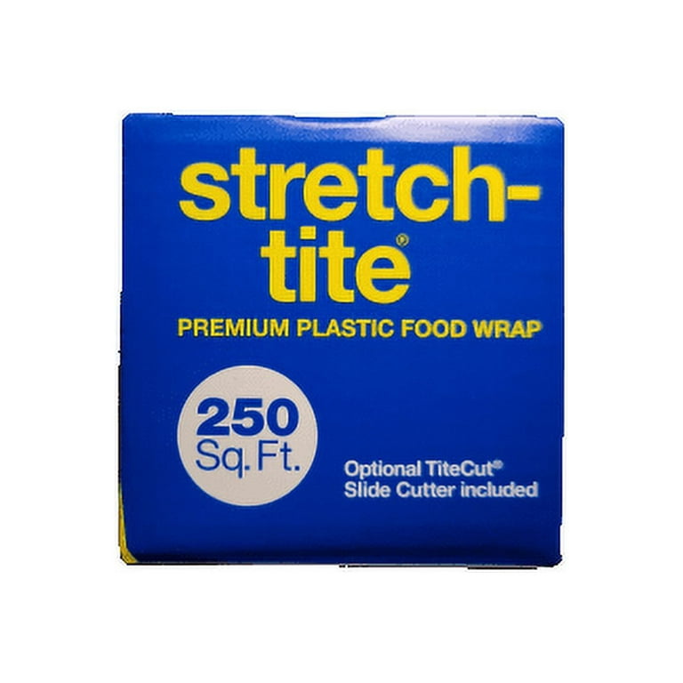 Stretch-Tite Premium Plastic Food Wrap, Includes Slide Cutter, Extra Strong  (250 sq ft)