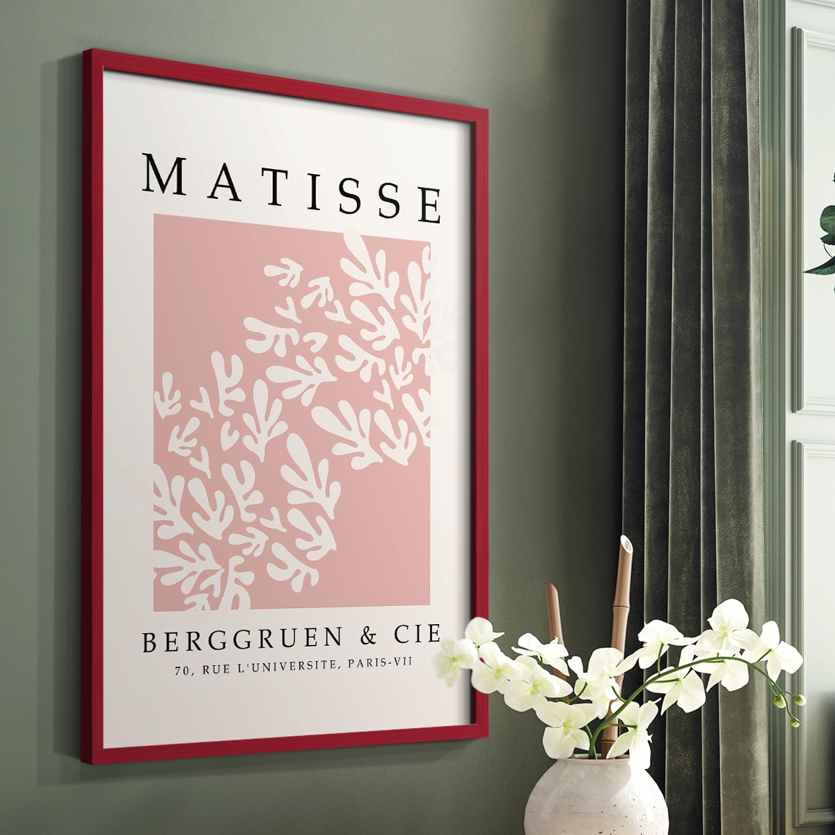 Matisse CXXIX Framed Print in Red Solid Wood 11 x 14 Framed Print