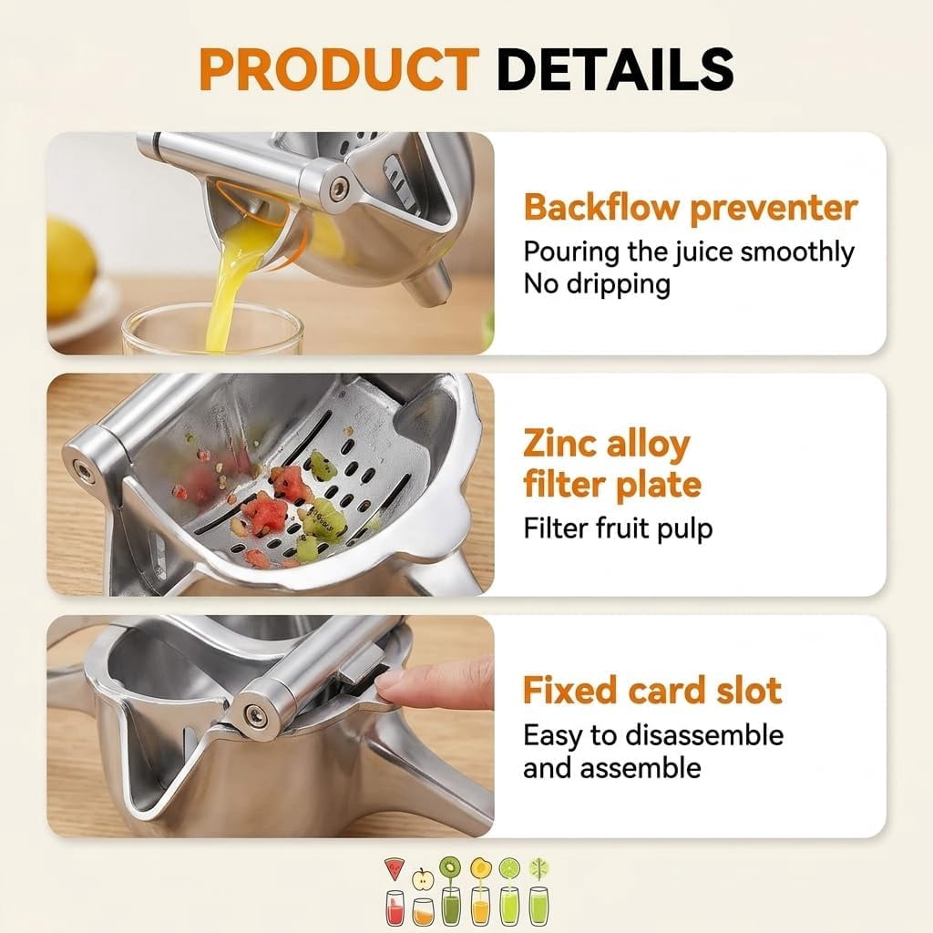 2026 Upgraded Heavy Duty Manual Hand Juicer Squeezer,【Premium Aluminum Alloy】Lemon Squeezer Press for Orange, Lime & Citrus Fruits