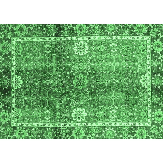 Ahgly Company Indoor Rectangle Oriental Emerald Green Traditional Area Rugs, 2' x 4'