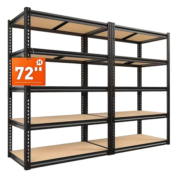 72" Heavy-Duty Metal Storage Rack - 2000LBS Per Layer Adjustable Industrial Shelving with Gloves Hammer