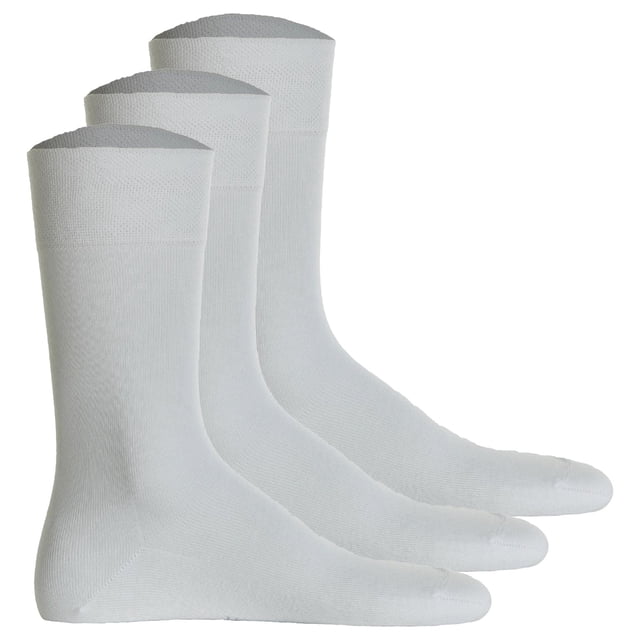 Hudson 3 par de calcetines de hombre, medias de algodón Relax, sin hilos elásticos, Unicolor Blanco 43-44