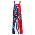 thumbnail image 6 of JULMCOMO 4th of July Jumpsuits for Women Independence Day Cotton Linen Patriotic Long Pants American Flag Sleeveless Wide Leg 1776 Overalls with Pockets Red M, 6 of 6