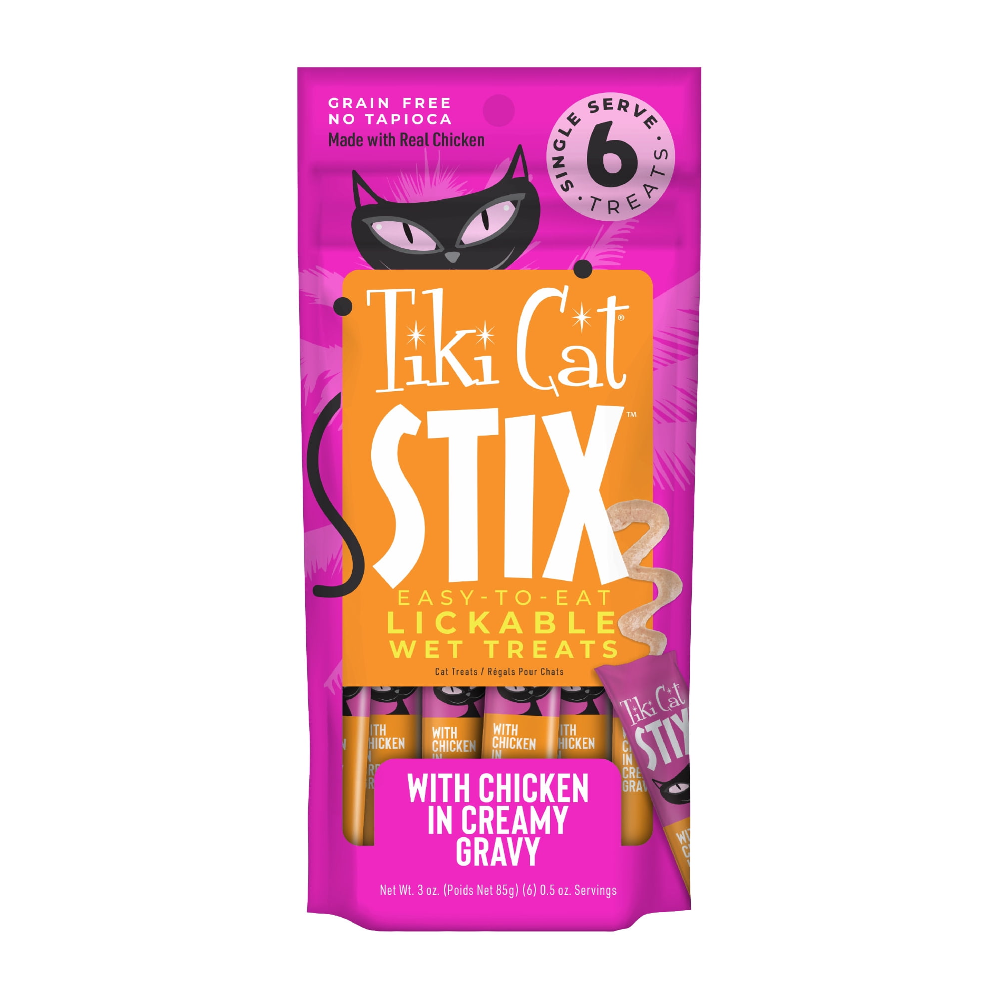 (4 pack) Tiki Cat Stix Wet Cat Treats, Chicken, 3 oz. Pouch