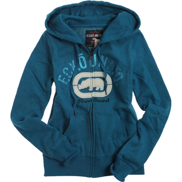Ecko Unltd. Sudadera con capucha y cremallera frontal Gltter para mujer, azul, extra pequeña