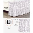 thumbnail image 3 of Spring Flower Wrap Around Bed Skirts for California King Bed 16" Drop,Bed Skirt with Adjustable Elastic Belt Dust Ruffle Bed Valance Vintage Farmhouse Light Purple Boho Leaf Bed Frame Cover, 3 of 7