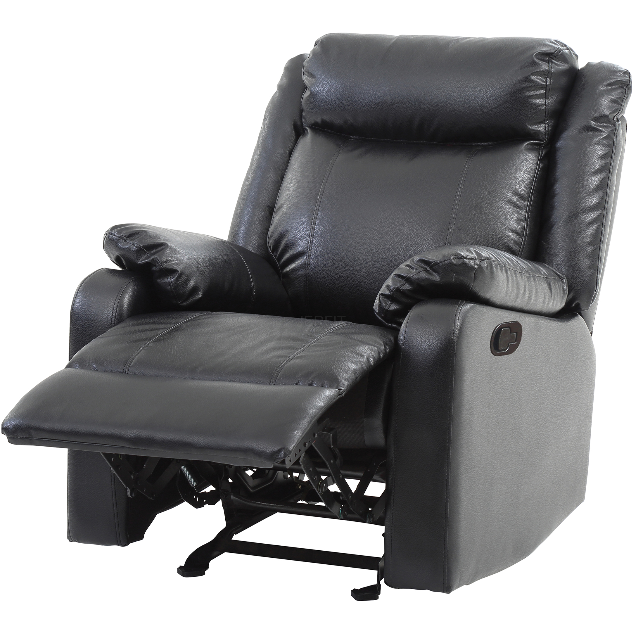 JERFIT Modern Recliner Chair Single PU Leather Lounge Chair with Padded Arms and Back, Foam Cushion, Black