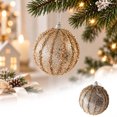 thumbnail image 2 of 3PC Christmas Hanging Ornaments Christmas Ball Ornaments Decorative Hanging Pendants, Champagne Glitter Shatterproof Baubles with Pearl Sequin Finishes for Xmas Tree 3.15Inch, 2 of 4
