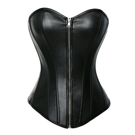 

SLIMBELLE Steampunk Corset for Women Black Corset Top Zipper Faux Leather Plus Size Waist Training