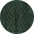 thumbnail image 1 of Ahgly Company Machine Washable Indoor Round Abstract Turquoise Blue Contemporary Area Rugs, 4' Round, 1 of 4