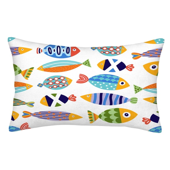 Throw Pillow Cover Cute Fish Decorative Rectangle Lumbar Pillow Case for Sofa Couch Cushion Case Home Decor 20"x30"