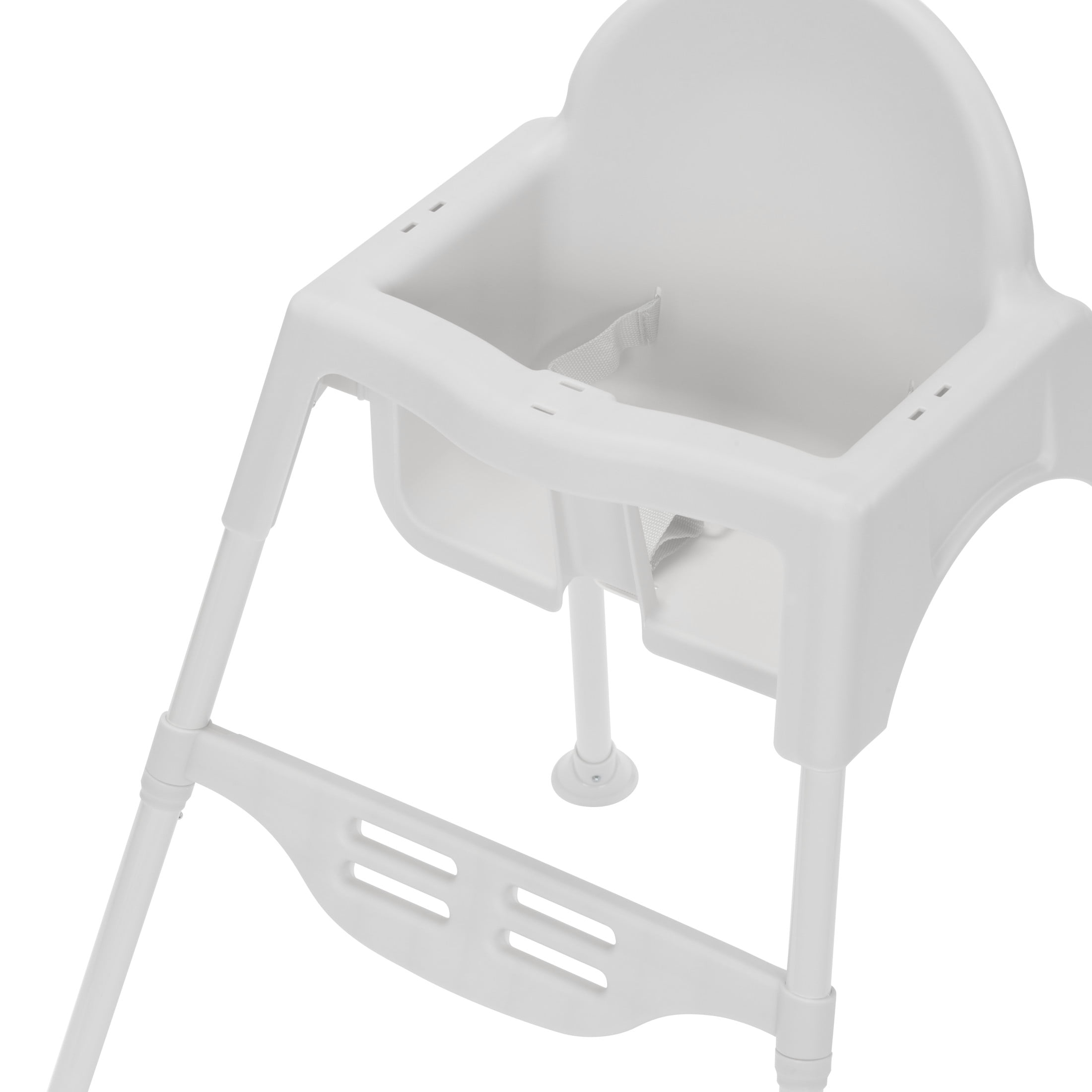 Babideal Lightweight Baby High Chair with Tray & Harness – White, Portable Easy-Clean Feeding Chair