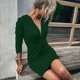 thumbnail image 2 of Vestido con capucha y cuello alto para mujer de Naughtyhood, color liso, negro, cruzado a la cadera, manga larga, verde, XXL, 2 of 6