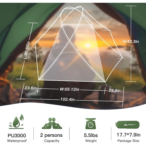 Camping Tent 2 Person, Backpacking Tent Waterproof & Windproof, Ultralight  Tent with Rain Fly for Camping, Hiking, Outdoor
