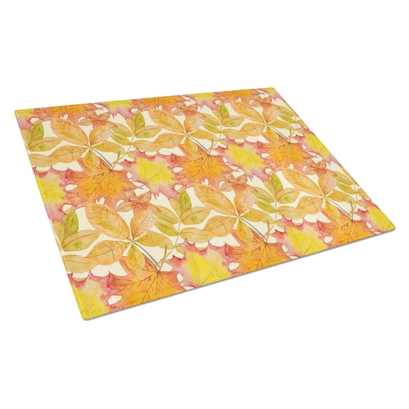 Caroline's Treasures Fall Leaves Watercolor Glass Cutting Board Large