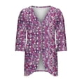 thumbnail image 6 of Cardigans for Women St. Patrick's Day,Chiffon Summer Kimono Cardigan 3/4 Sleeve Open Front Beach Kimono Hawaiian Floral Printed Lightweight Casual Beach Cover Up Plus Size Purple S, 6 of 7