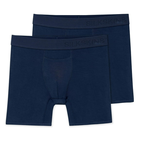 Terramar Boxeurs pour Hommes 6 Pouces Entrejambe en Soies, Marine, 2 Pack, Petit