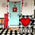 thumbnail image 2 of JOOCAR Valentine's Day Garden Flags, Black and White Buffalo Plaid Hearts Welcome 12x18 Inch Reversible Garden Flags for Outdoor Garden Holiday Yard Decoration, 2 of 5