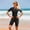 F8198 black and gray, variant on Women's One-Piece Swimsuit: Short-Sleeve, Stretch, Slimming, High-Stretch, UV Protection, Padded