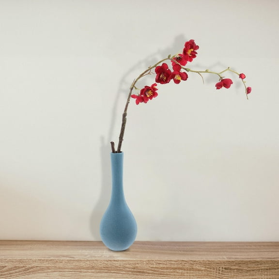 WHAMVOX 1Pc Narrow Mouth Flower Vase for Arrangement and Decoration Blue