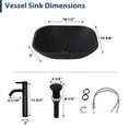 thumbnail image 2 of 18-1/2 Inch Rectangle Matte Black Glass Bathroom Vessel Sink Modern Bathroom Basin with Faucet, Drain Accessories, 2 of 11