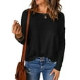 thumbnail image 1 of Innerwin Sweater Solid Color Ladies Jumper Tops Chic Long Sleeve Casual Knitted Sweaters Black L, 1 of 3