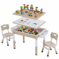 thumbnail image 2 of TLSUNNY Kids Table and 2 Chairs Set, Height Adjustable Toddler Activity Lego Table W/ Large Storage & Double-Sided Graffiti/Block Building Table Top, 4 Drawers for Home, Preschool, Classroom, 2 of 12