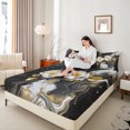 thumbnail image 4 of Homewish Marble Artwork Adult Twin Sheet Sets, Black White Abstract Twin Fitted Sheet, Modern Fashion Art Flat Sheet, Lightweight Room Decor, 3-Piece, 4 of 7
