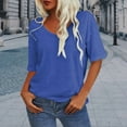 thumbnail image 2 of Women's Tops, Women Fashion V-Neck Half Sleeves Oversized T Shirt Solid Casual Loose Basic Tops, 2 of 6