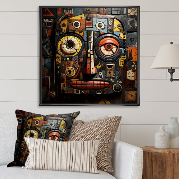 Designart "Tribal Mask from Africa I" People Framed Wall Art - International Colorful African Mask Living Room Framed Canvas Art