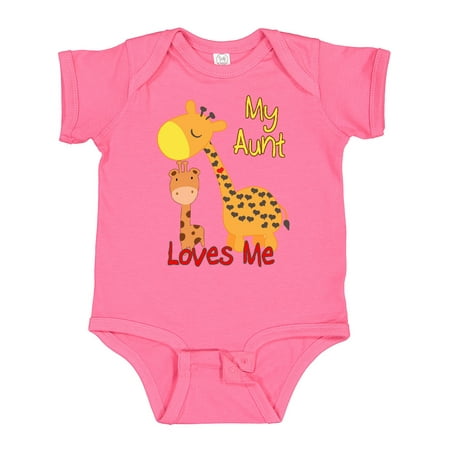 

Inktastic My Aunt Loves Me Giraffe Gift Baby Boy or Baby Girl Bodysuit