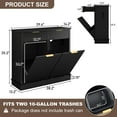 thumbnail image 4 of Blotout 20 Gallon Double Tilt-Out Trash Cabinet,Fluted Laundry Hamper Cabinet with 2 Drawers & Charging Station,Hidden Wooden Garbage Can Cabinet for Kitchen & Living Room, 4 of 10