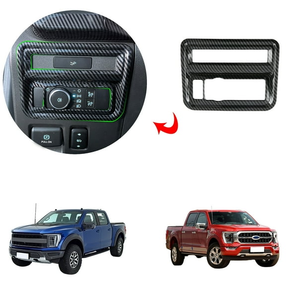 OUBOLUN ABS Imitate Carbon Fiber 1Pcs/Set Headlight Control Cover Adjustment Trims For Ford F-150 F150 2021 2022 Interior Decoration