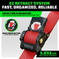 thumbnail image 3 of Rhino USA Heavy Duty 2" x 10' Retractable Ratchet Straps 3,033lb Break Strength (Red 2-Pack), 3 of 8