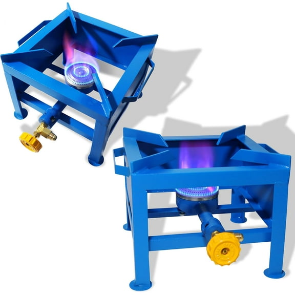 Single Burner Propane Stove - Portable Cast Iron High Pressure Outdoor Cooker, Heavy Duty Square Stove, High BTU for Outdoor Cooking, Turkey Fry, Seafood Boil, Homebrewing