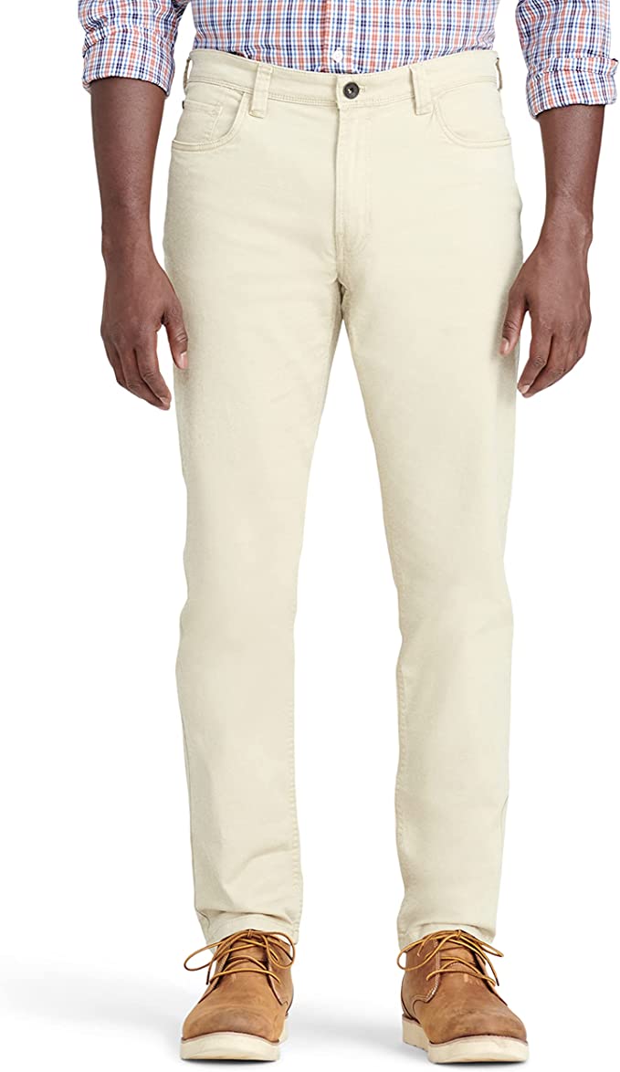 IZOD Men's Saltwater 5-Pocket Straight Fit Chino Pant, Pale Khaki, 38W ...