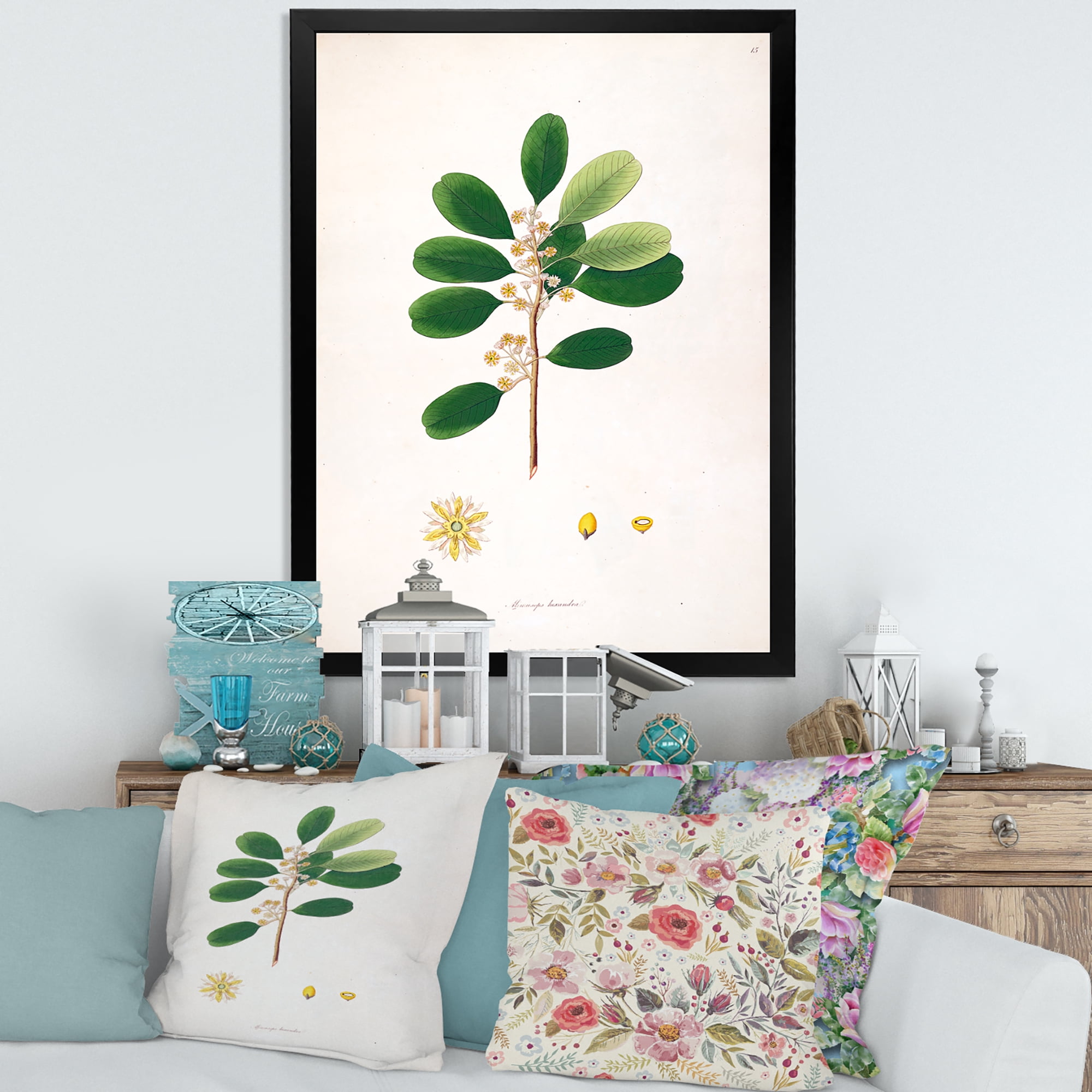 Designart 'Ancient London Plants IX' Farmhouse Framed Art Print
