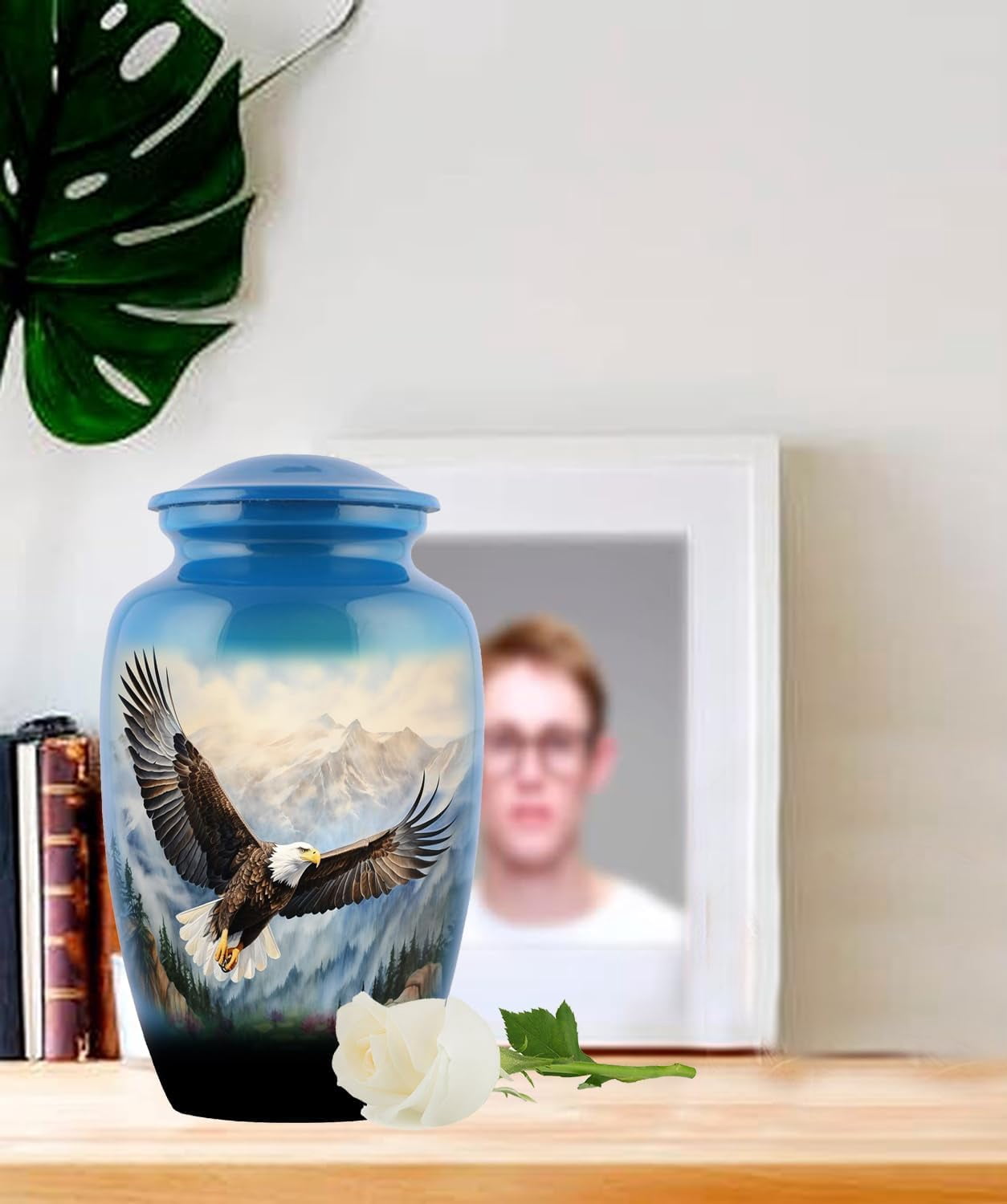 Eagle urn-Cremation Urns for Human Ashes, Decorative Burial Urn for Adult Men & Women – Large, Blue American Eagle urn