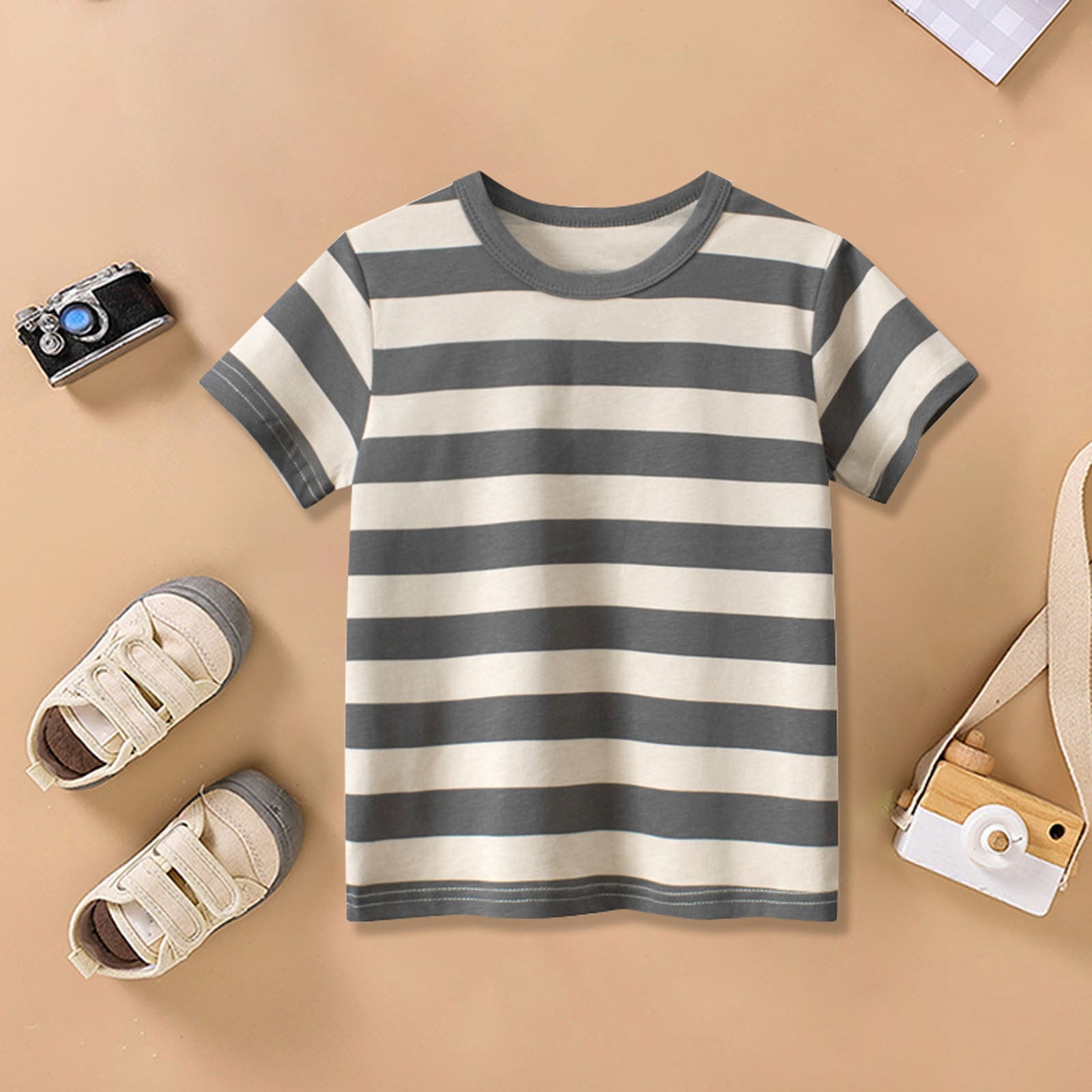 Kid Boy Casual Stripe Pocket Design Short-sleeve Tee