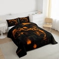 thumbnail image 3 of Black and Orange Comforter Set Full,Modern Geometric Gaming Bedding Set ,Gradient Neon Cubes Gamer Quilt Plaid Grid Duvet Insert Geometry Brick Wall Video Game Room Decor, 3 of 7