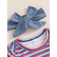 thumbnail image 6 of Jxzom Newborn Baby Girl Fall Winter Clothes 0 3 6 12 18 Months Flying Sleeve Striped Ribbed Romper Bell Bottom Flare Pants Headband Outfits Set, 6 of 8