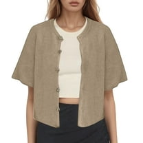 Light Weight Cardigan Women Versatile Short Sleeve Button Cozy Layering Knit Sweater Casual Solid Color Outerwear Cute Sweaters