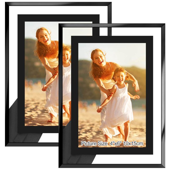 Set de 2 Marcos para Fotos HIKWADERY 10x15 cm Negros con Vidrio HD